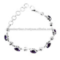 Designer Amethyst Gemstone 925 Sterling Silver Bracelet Jewelry